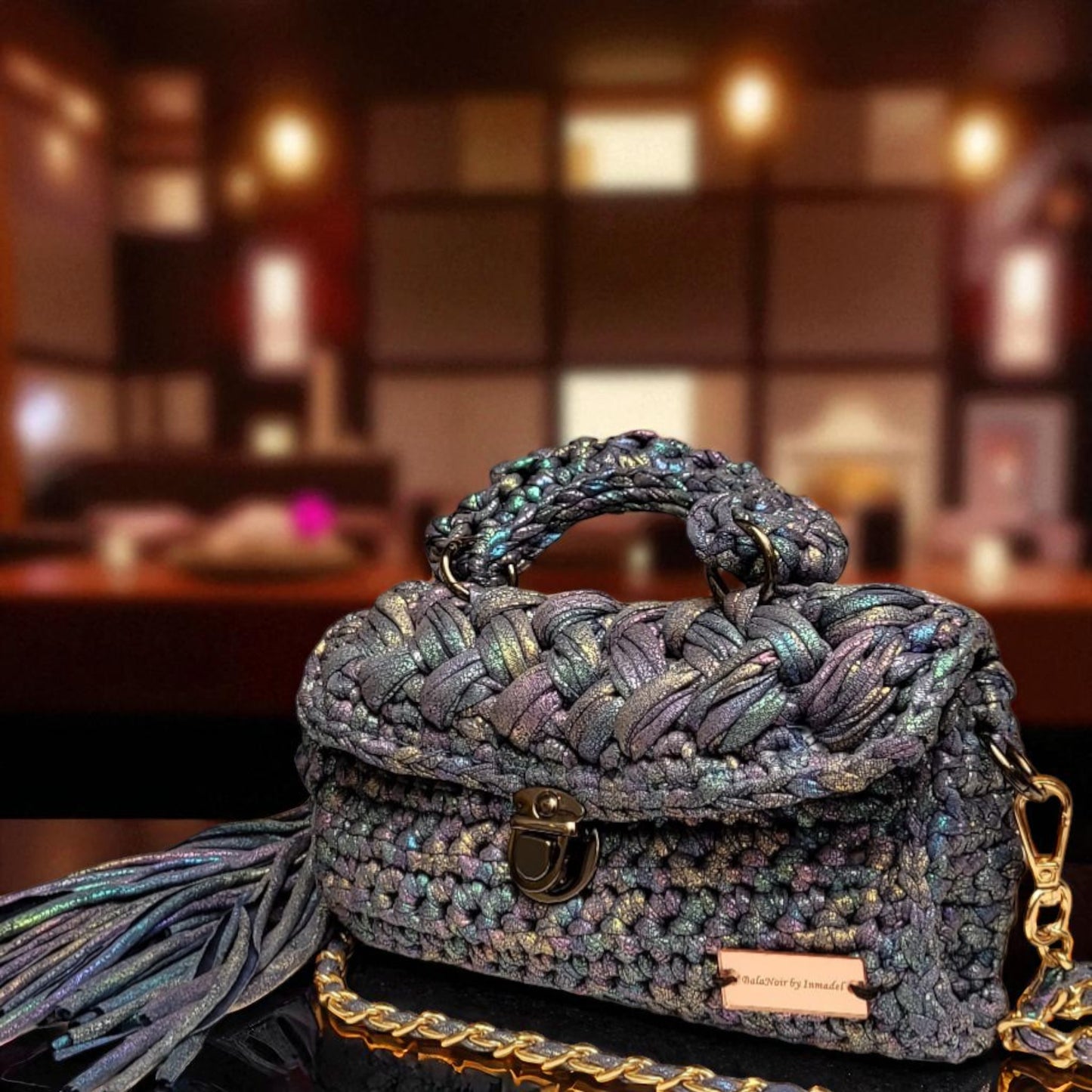 BOLSO TEJIDO A MANO BLUEWISH