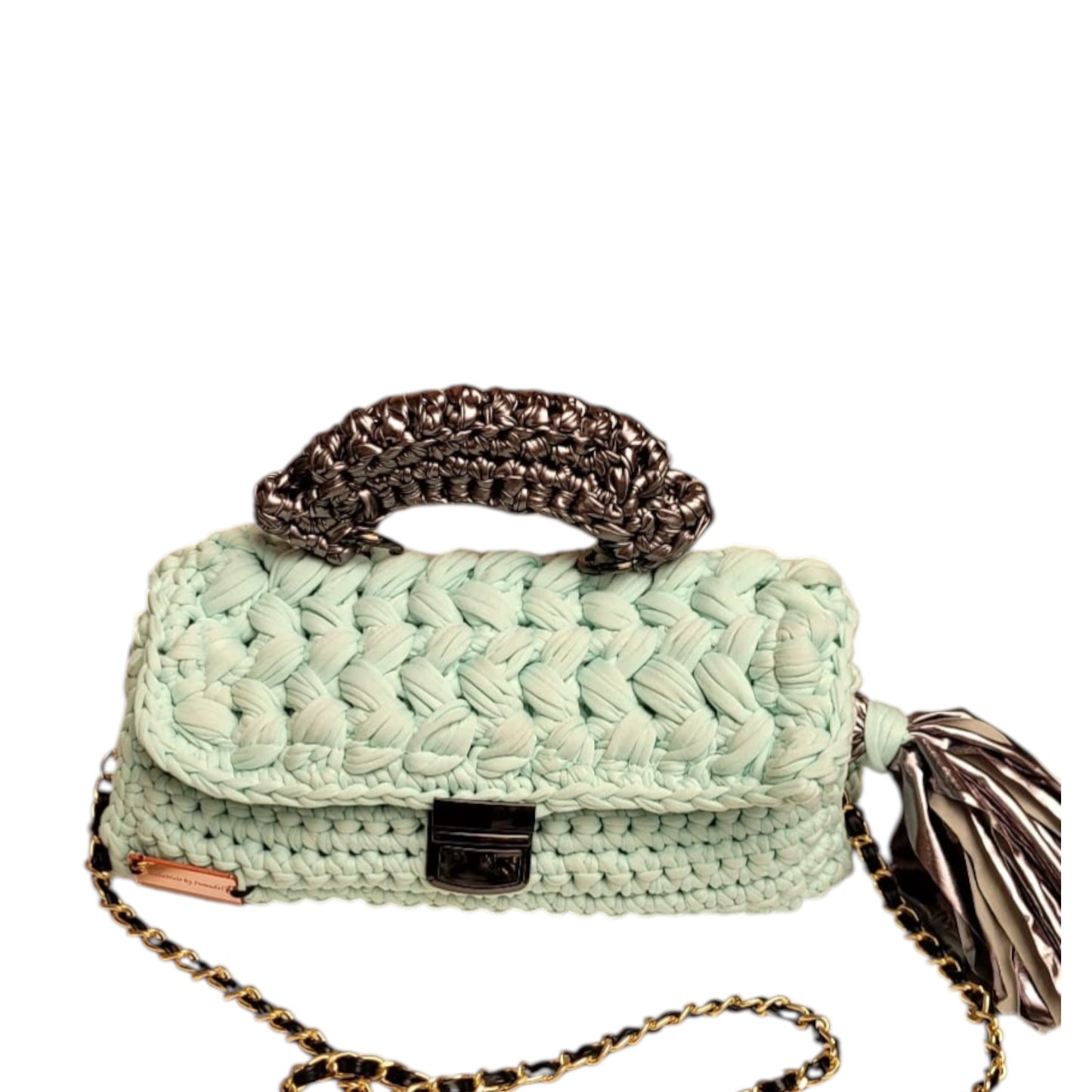 BOLSO TEJIDO A MANO AGUAMARINA