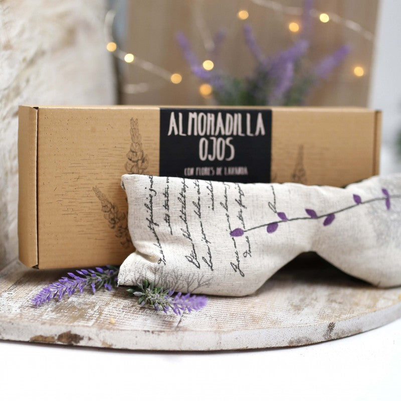 Almohadillas de ojos aromáticas de lavanda en caja