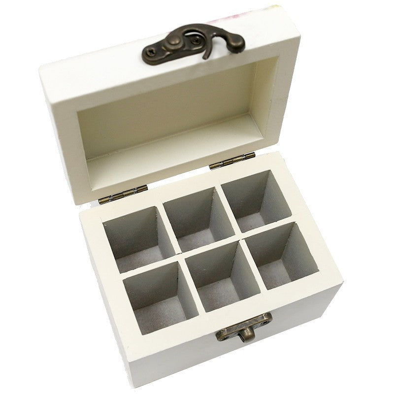 CAJA AROMATERAPIA PINTATADA VINTAGE (CAPACIDAD 6 ACEITES)